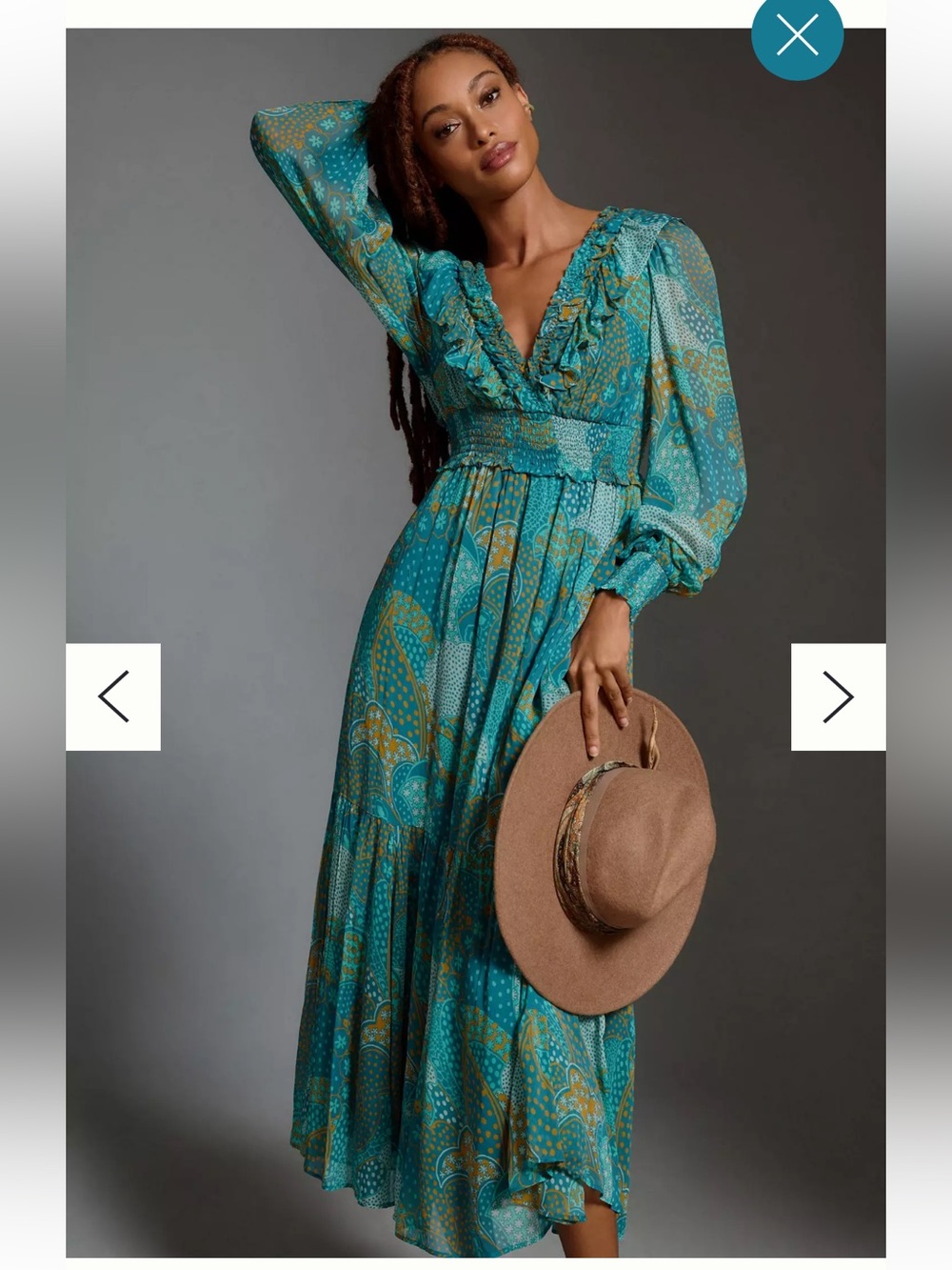 NWT Anthropologie size M Odetta ruffled V-neck maxi dress